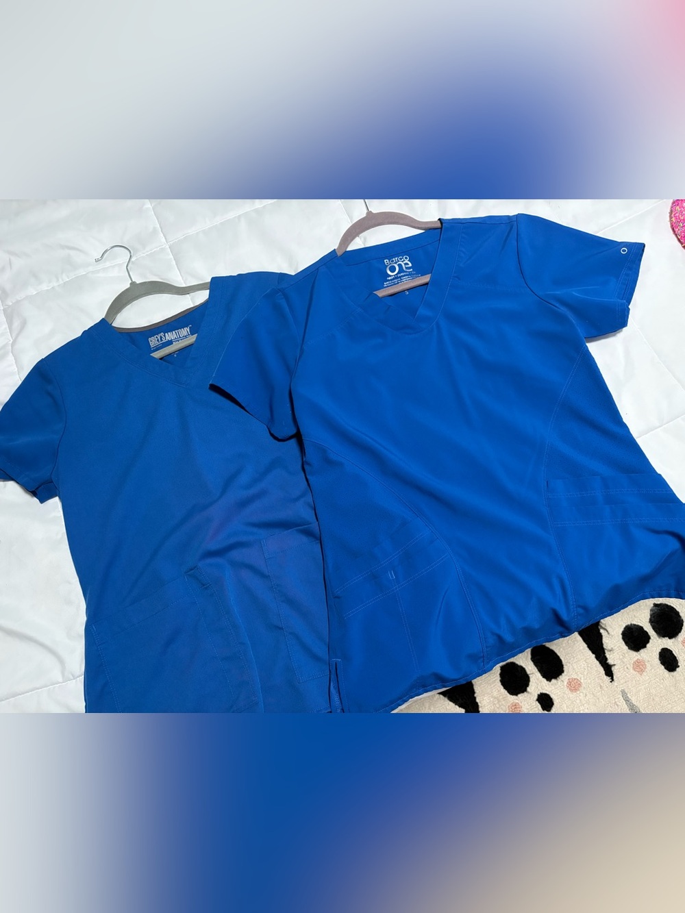 Two V-Neck Royal Blue Medical Scrub Tops